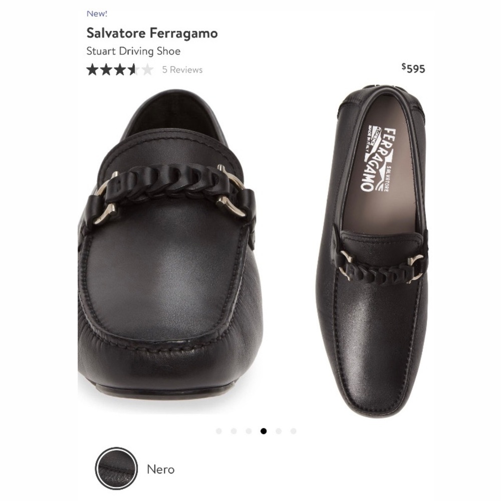 Salvatore Ferragamo 'Stuart' Black Moccasin SZ 8 E